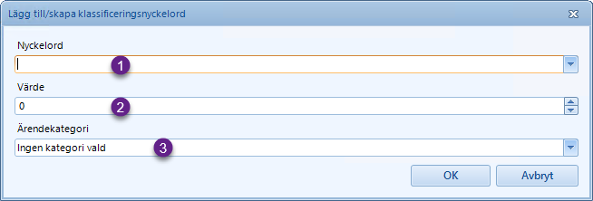 Classificationkeyword dialog