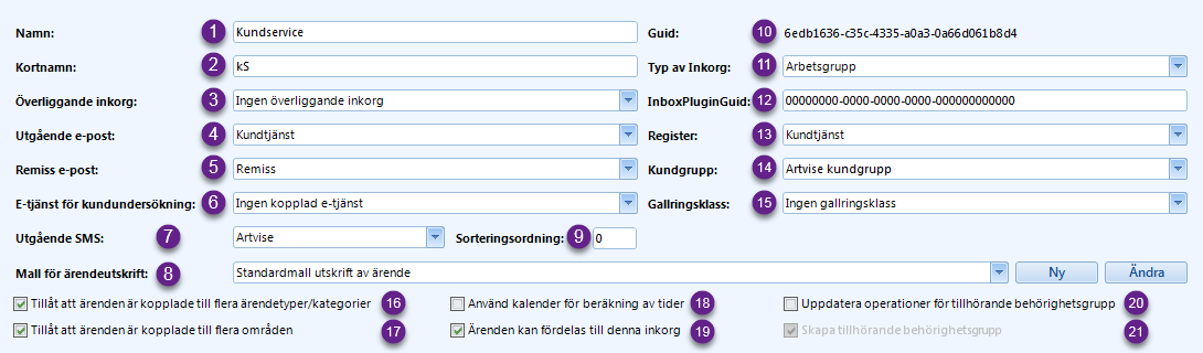 Grundläggande inställningar för inkorgar