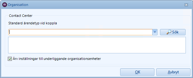 Organisation setting