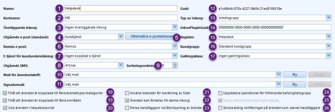 Grundläggande inställningar för inkorgar