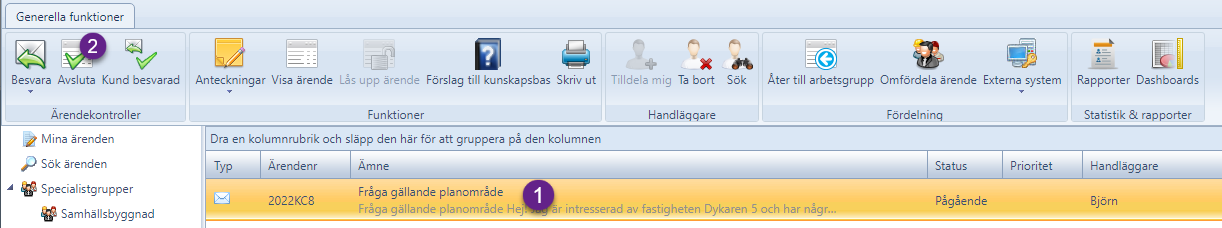 Avsluta ärende