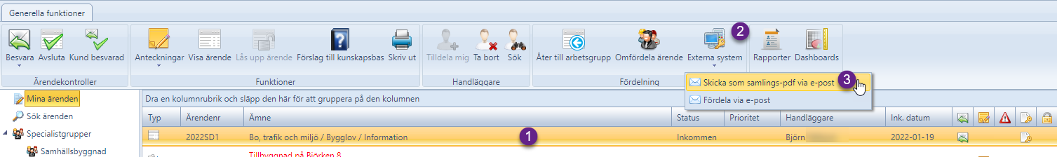 Skicka som samlings-pdf via epost