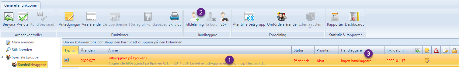 Tilldela mig som handläggare