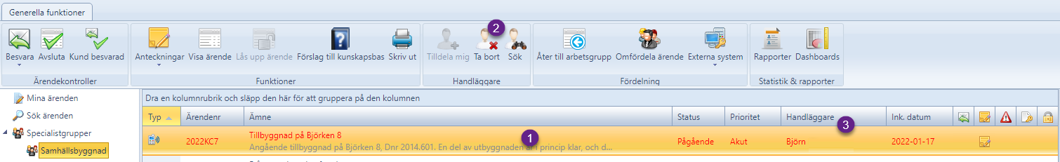 Ta bort handläggare