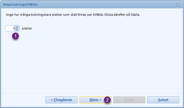 Skapa bokningstillfällen